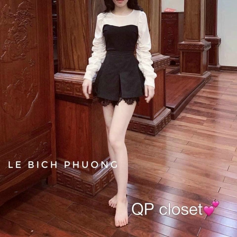 Xả Kho Chân Váy Xếp Ly To Phối Ren Kèm Quần Trong Chất Umi Hàn