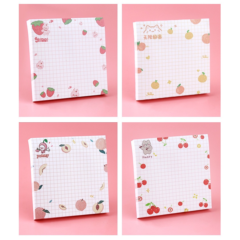 Giấy ghi chú SOSAMA giấy note ghi nhớ 80 tờ 80 x 80 mm kẻ caro họa tiết hoạt hình SSN-001406