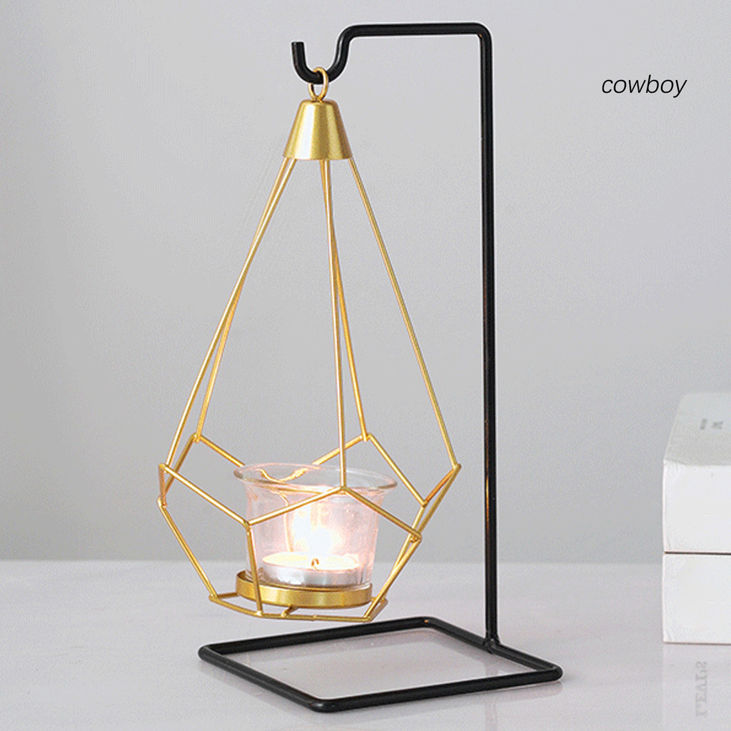 COB|Candle Holder Romantic Table Ornament Nordic Style Geometric Wrought Iron Candlestick for Home