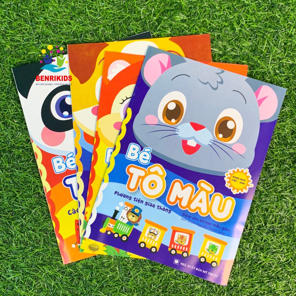 Bộ 8C Tranh Tô Màu Tập Làm Họa Sĩ Nhí Nhiều Chủ Đề Song Ngữ Anh Việt Kèm Túi Đựng Tiện Lợi