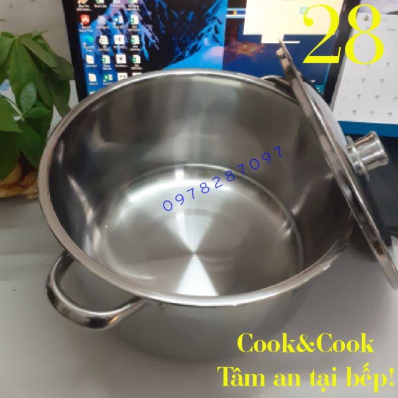 [Chính Hãng] Nồi luộc gà inox 10 lít size 28 cm đáy từ Vietcook