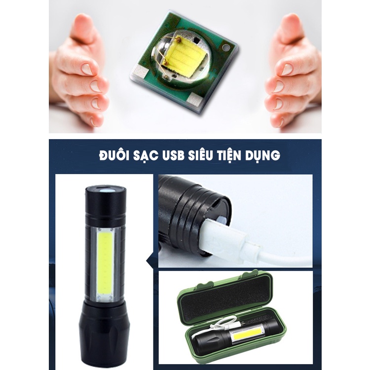 Đèn Pin Mini Siêu Sáng Police Siêu Sáng Cao Cấp Có Zoom Xa Gần ,Có Thể Sạc Được, Đèn Pin Mini Led Siêu Sáng [A511]