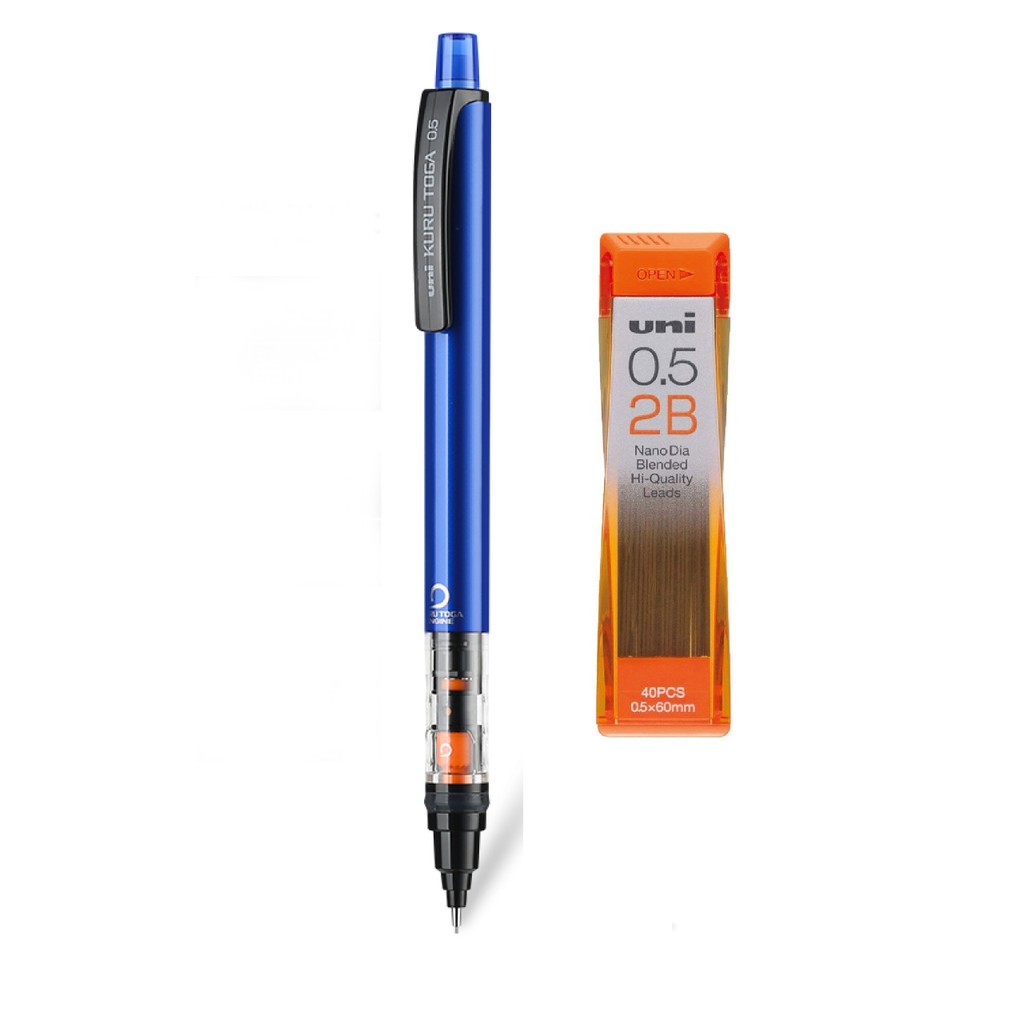 Combo một bút chì kim Uni Kuru Toga Pipe Slide M5-452 + một hộp ngòi chì Uni Nano Dia Pencil Lead