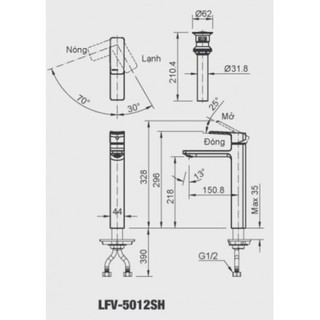 Vòi chậu Lavabo Inax LFV-5012SH