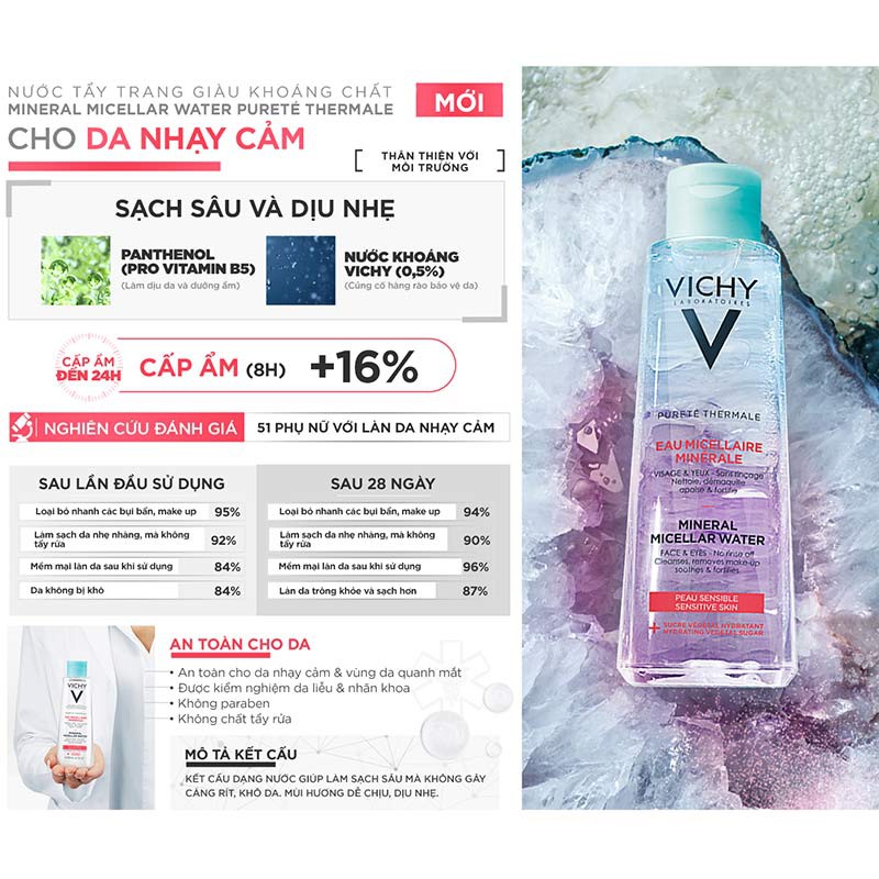 Vichy Nước Tẩy Trang Vichy Cho Da Nhạy Cảm Pureté Thermale Mineral Micellar Water