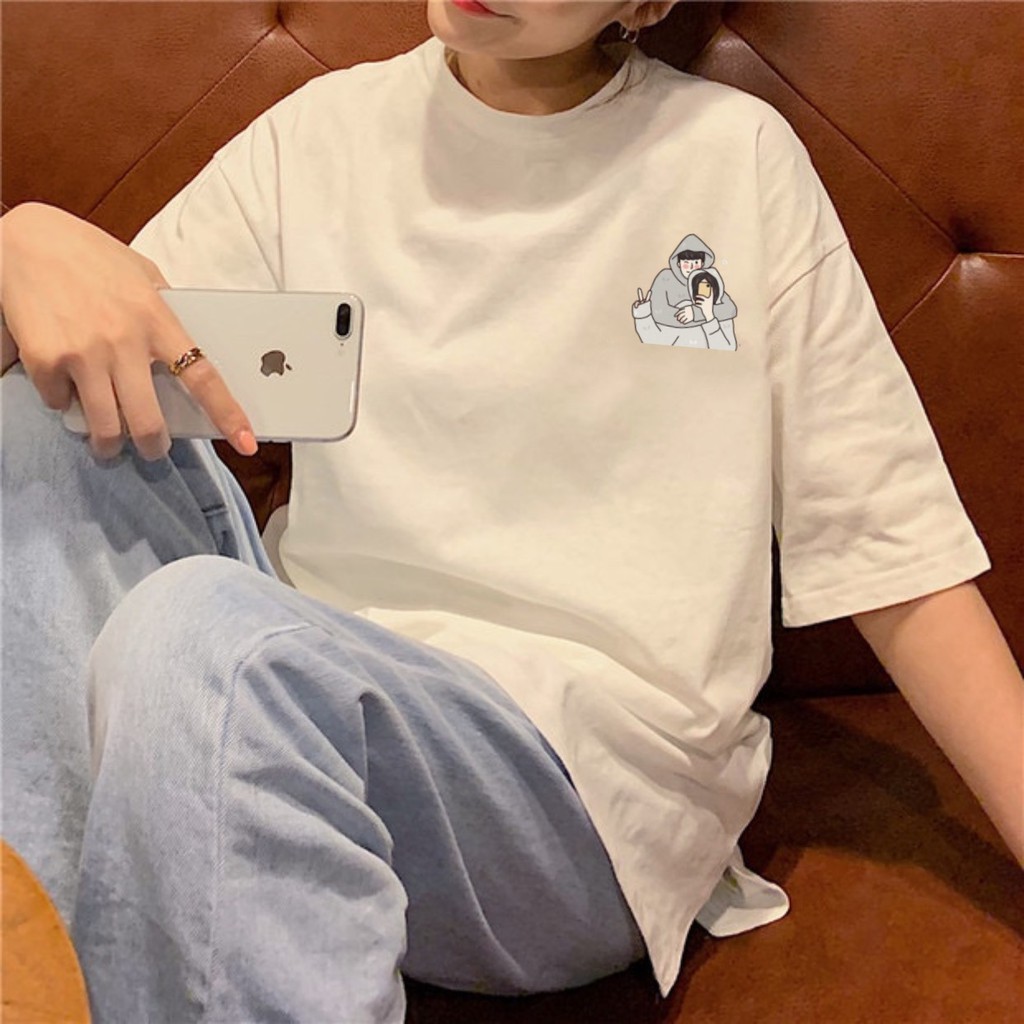 Áo thun tay lỡ  Couple Hug  phông Unisex nam nữ tee oversize form rộng pull Ulzzang Streetwear Hàn Quốc vải mềm