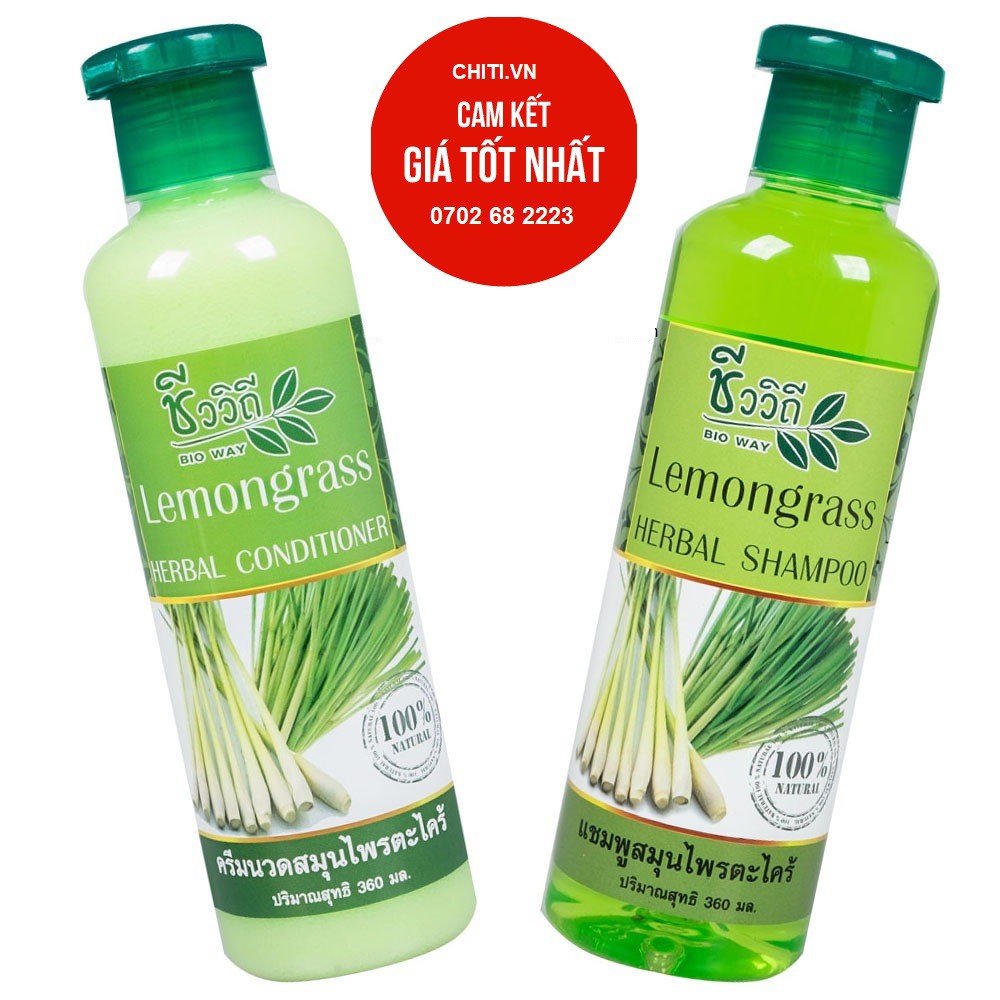 BỘ DẦU GỘI VÀ XẢ TINH DẦU SẢ CHANH KÍCH THÍCH MỌC VÀ CHỐNG RỤNG TÓC LEMONGRASS 360ml THÁI LAN