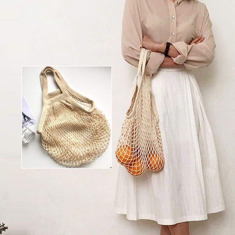 Youyo Set 5 Túi Lưới Mua Sắm Dây Cotton Tái Sử Dụng Được Đựng Trái Cây Rau Củ Quả