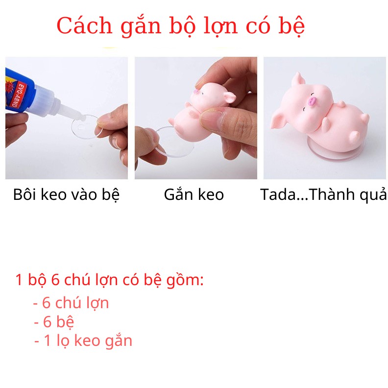 Heo Con trang trí ô tô, bàn làm việc, bánh kem đáng yêu KÈM KEO dễ thương Sét 6 chú heo con 💕FREESHIP 50k💕 - dear.ladies