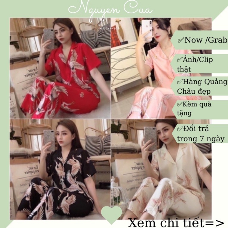 (Hàng Chuẩn) Bộ Lụa Mặc Nhà Áo Ngắn -quần dài album nhiều mẫu Bán sỉ (ảnh thật)