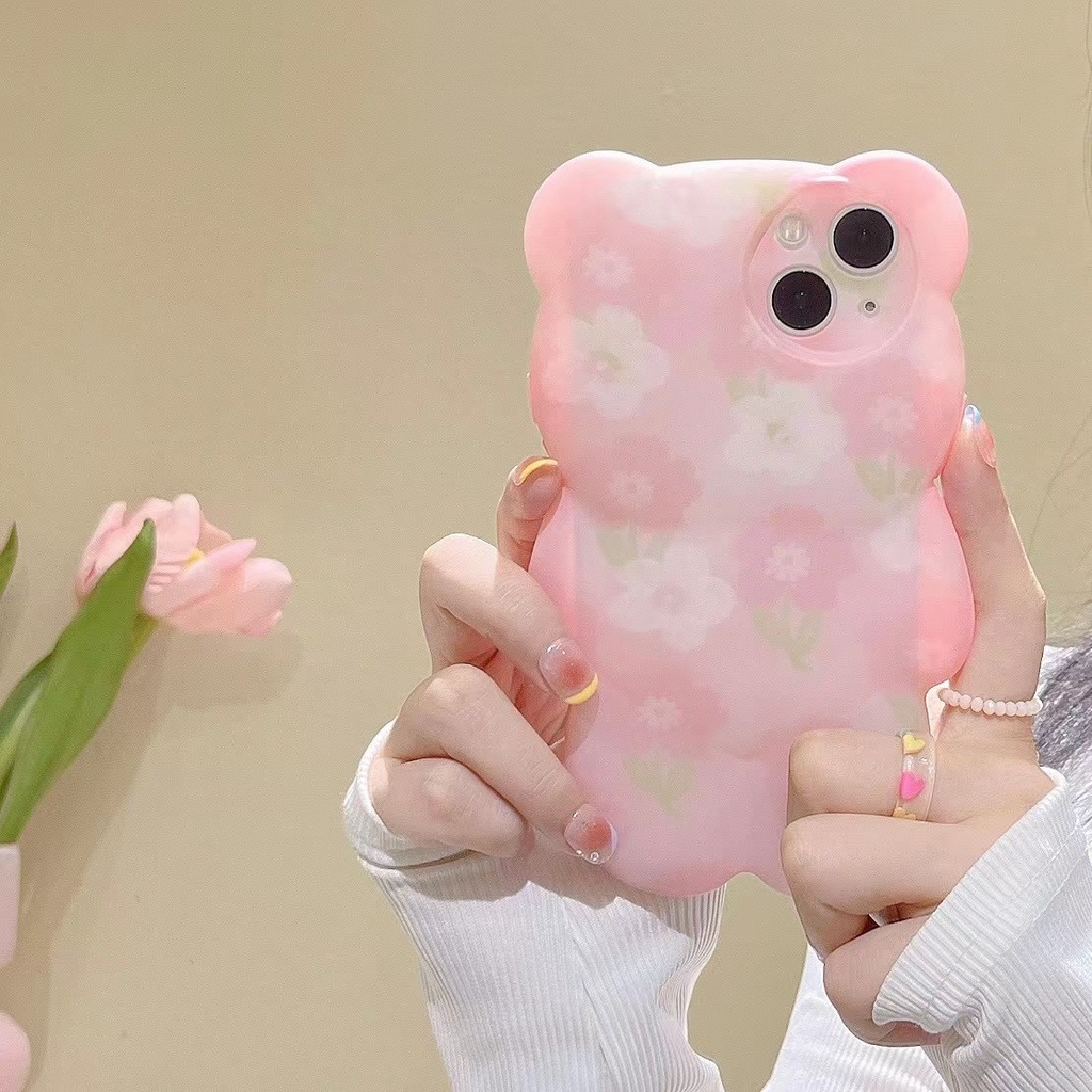 Ốp Điện Thoại Mềm In Hình Gấu 3D Cho Iphone 13 pro max 12 pro max 11 pro max xs max xr x