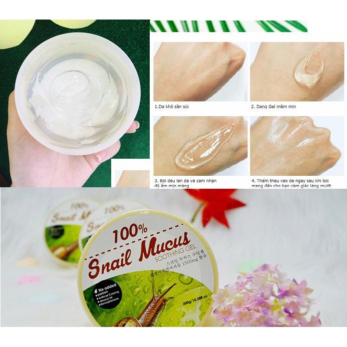 Gel dưỡng ẩm chiết xuất Ốc Sên tái tạo da Ra&Gowoori 100% Snail Mucus Soothing Gel 300g