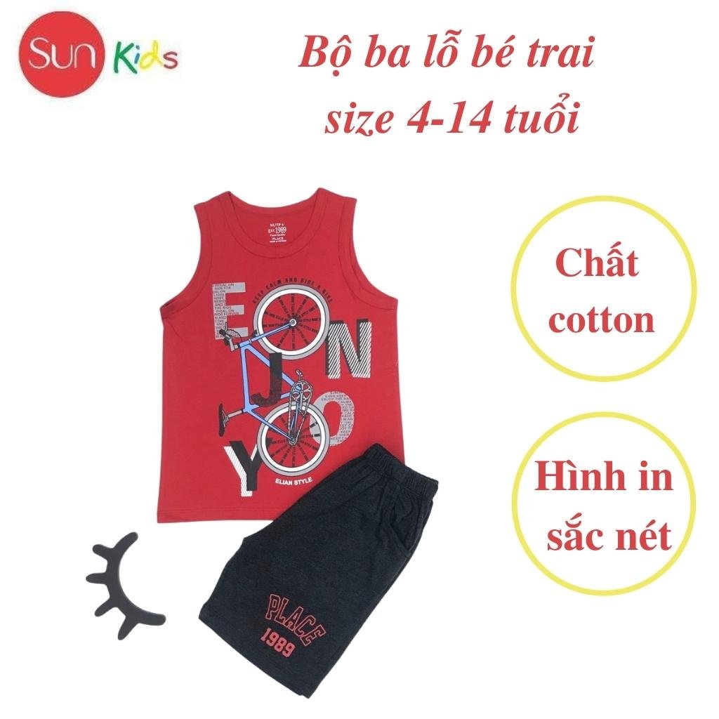 Đồ bộ bé trai, bộ ba lỗ cho bé chất thun cotton, nhiều màu, size 4-14 tuổi - SUNKIDS1