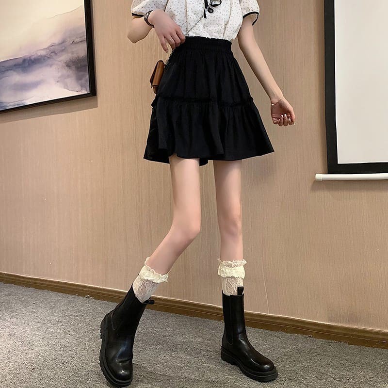 Chân váy ngắn 2 tầng VIETSTAR chân váy xòe ngắn kèm quần lót trong chất thô lụa mềm mát | BigBuy360 - bigbuy360.vn