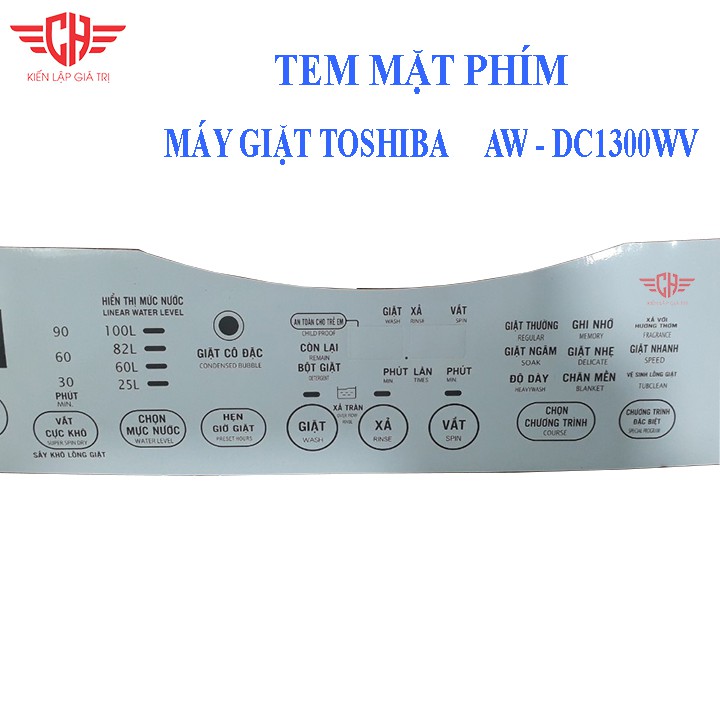 Tem bảng điều khiển máy giặt toshiba AW - DC1300WV TD12 tem mặt phím