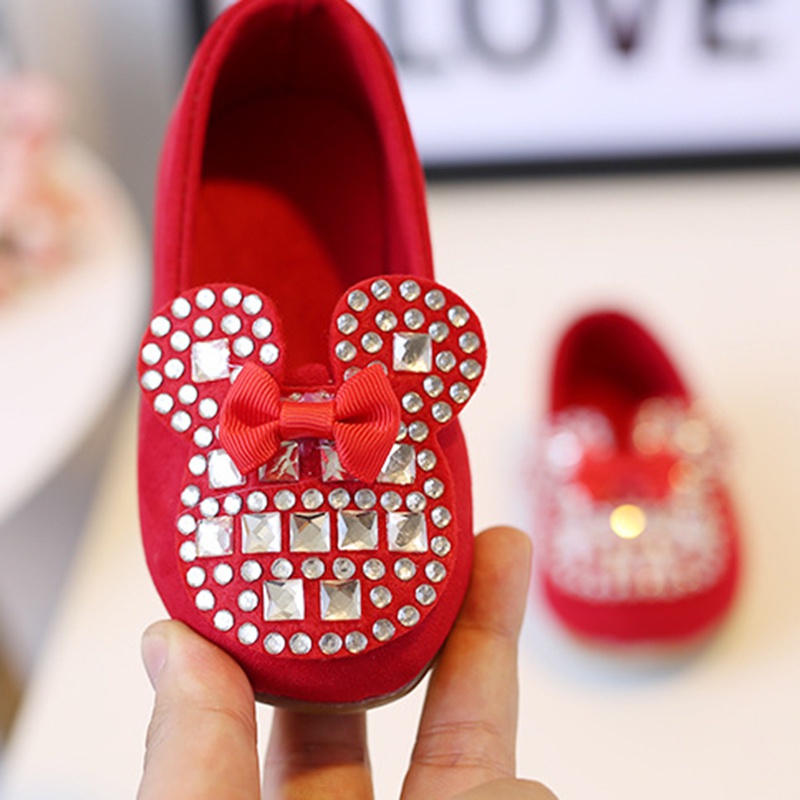 Giày Búp Bê Họa Tiết Hoạt Hình Đính Đá Phong Cách Retro Hàn Quốc Thời Trang Xuân Thu Cho Bé Gái