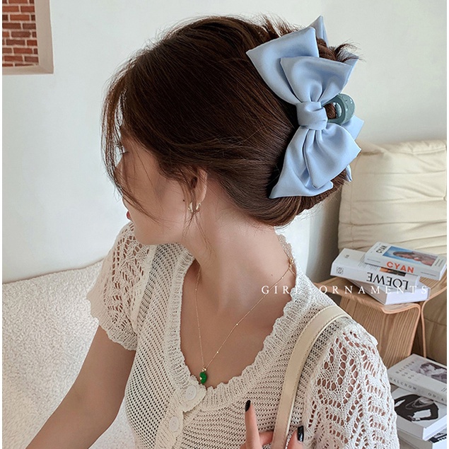 iF YOU Kẹp tóc   vải satin kiểu nơ phong cách cổ điển thanh lịch cho nữ