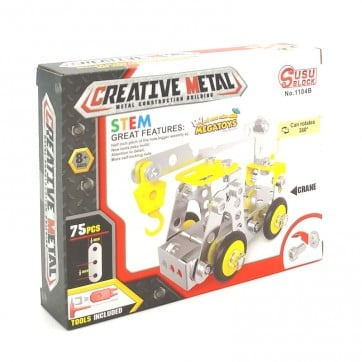 Đồ Chơi Giáo Dục STEM SuSu Block - Metal Bricks - Xe Cẩu Siêu Bền 1104B (75 Chi Tiết)