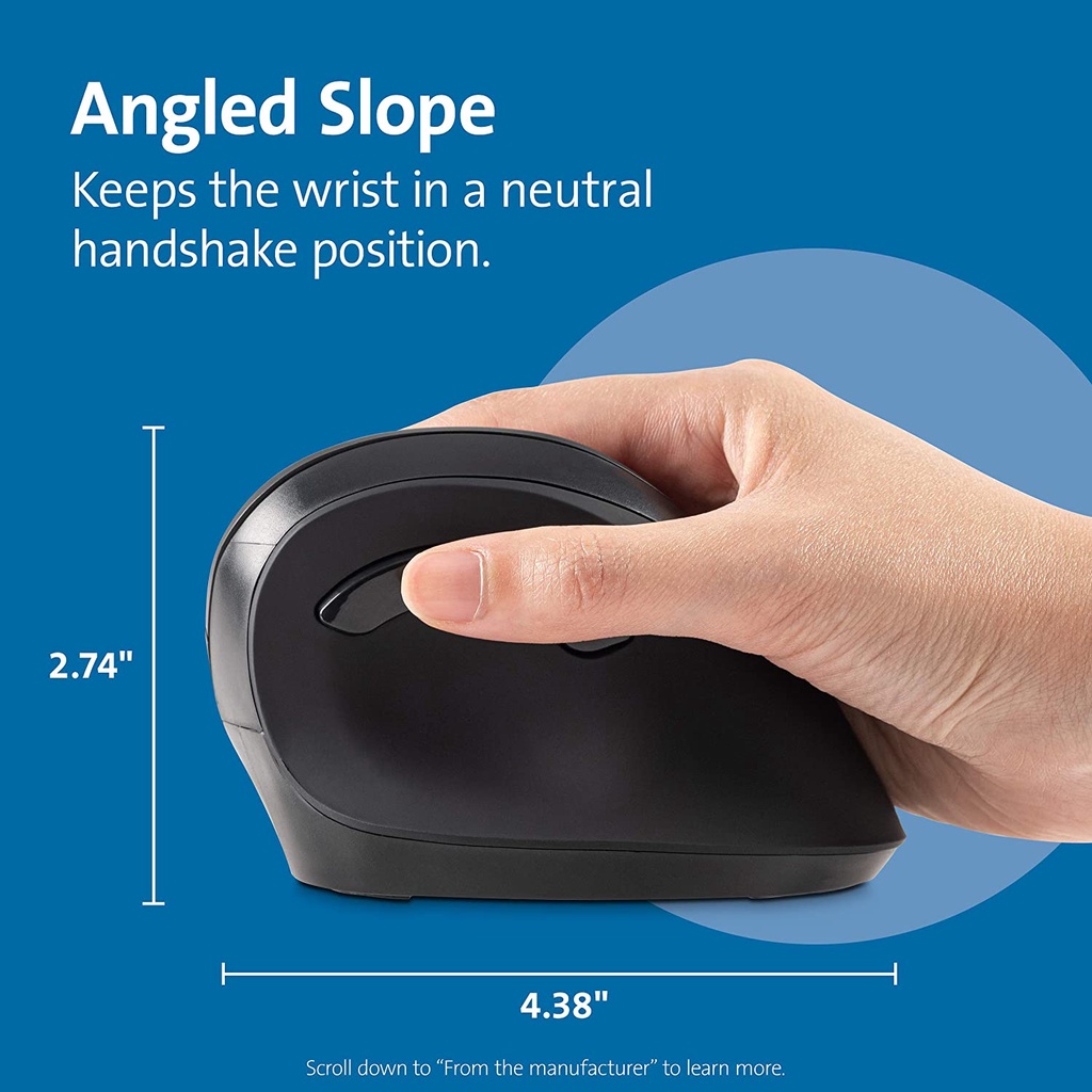 CHUỘT DỌC/CÔNG THÁI HỌC (không dây) Kensington Pro Fit Ergo Vertical Wireless Mouse, 800/100/1200/1600 DPI, MÀU ĐEN