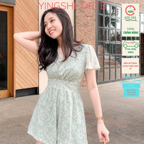Váy jump hoa nhí body dáng ngắn tay bo eo,nơ buộc sau lưng ,tôn dáng cực đẹp