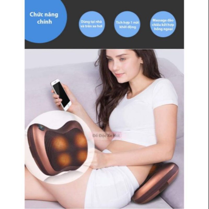 Gối Massage Hồng Ngoại  2 Chiều Cao Cấp - Máy, Gối Mát Xa Cổ Vai Gáy Chính Hãng