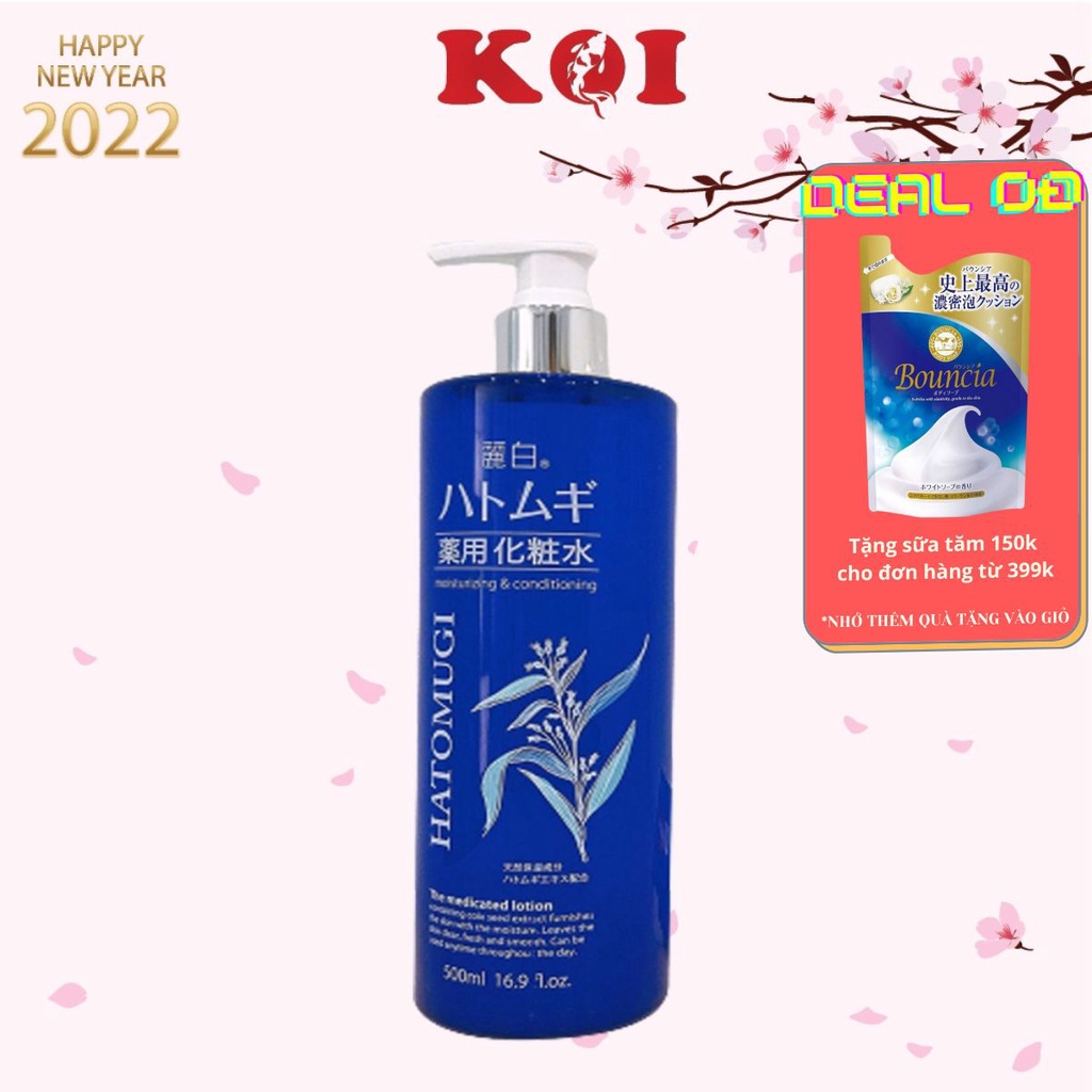 Nước hoa hồng dưỡng ẩm sâu và làm sáng da Hatomugi High Moisturizing Lotion 500ml (màu xanh)