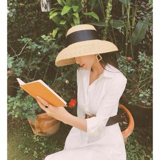 Mũ cói đi biển lồng đèn cao cấp