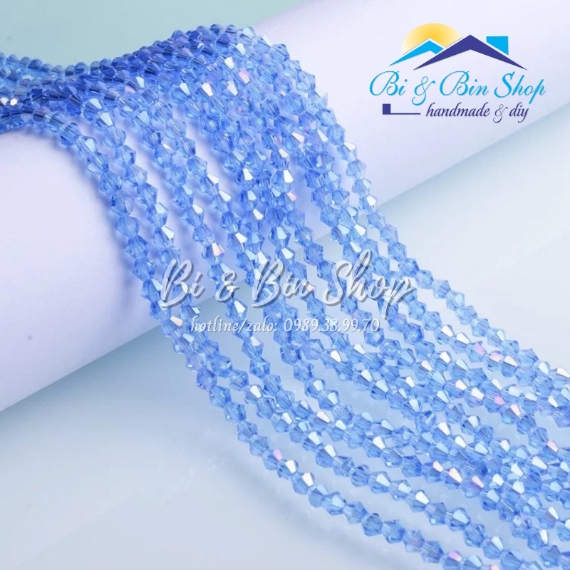 [1] Chục 10 Dây Pha Lê Nón 4mm Màu Ánh Cừ Đính Kết Trang Phục, Làm Trang Sức Handmade