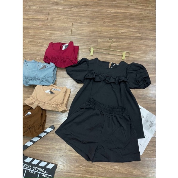 (SHOP BIGSIZE nữ 50kg đến 90kg ) SET PEPLUM BÈO NGỰC phối quần đùi cạp chun mặc nhà, đi chơi