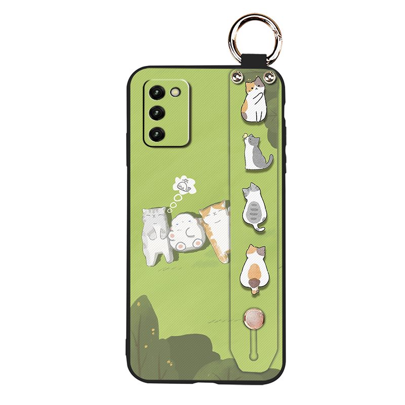 Ốp điện thoại chống sốc/bụi có giá đỡ và dây đeo thích hợp cho Samsung Galaxy A03S Asian Version/SM-A037F