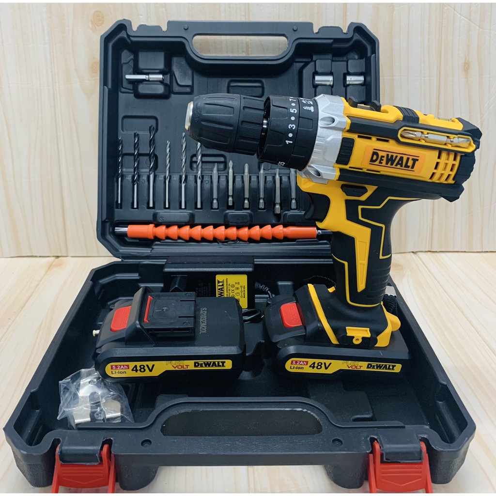 Máy khoan pin 48V Dewalt 3 chức năng có búa - Chuyên khoan tường, khoan sắt, khoan gỗ, bắt vít