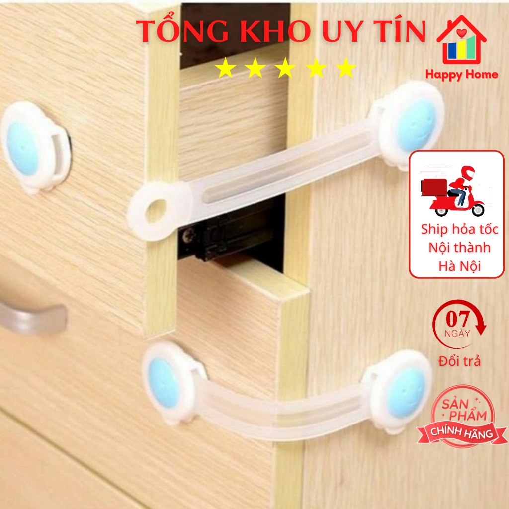 Khóa ngăn kéo, khóa tủ lạnh loại bền, chắc, Dây khóa an toàn cho tủ đồ, ngăn kéo, tủ lạnh Happy Home