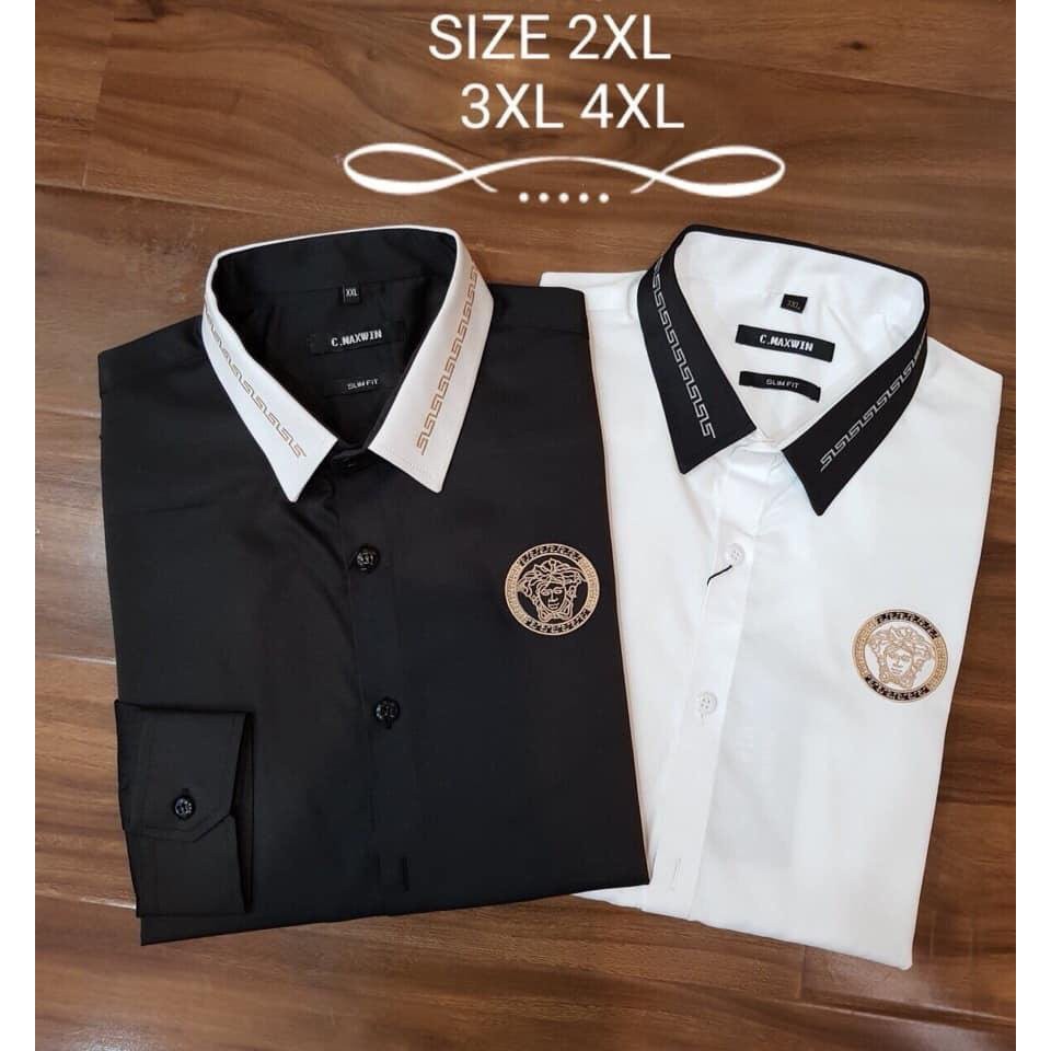 Áo Sơ Mi Nam Dài Tay Chất Lụa Trắng_Đen Phối LoGo Mặt Cười Tròn kèm ảnh thật-shopsile1 Có Video Hàng Xuất Shop Cực Đẹp