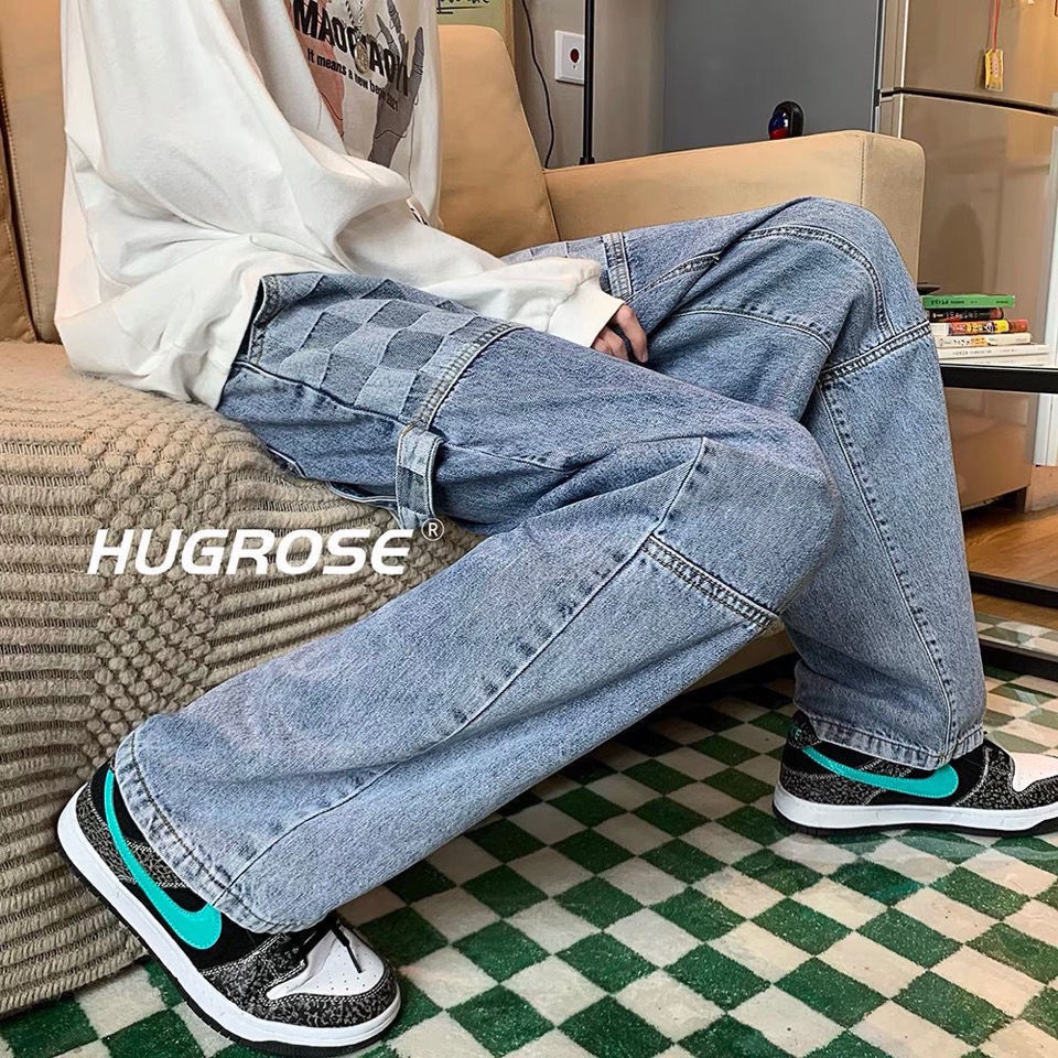 Quần Jean Nam Oversize Họa Tiết Caro Thời Trang Cá Tính