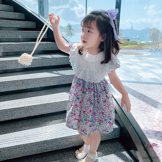 Đầm Bé Gái In Hoa Phong Cách Hàn Quốc