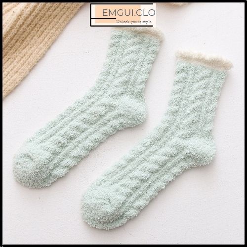 Tất cổ cao nữ, vớ cổ cao len lông cừu cổ bèo phong cách Vintage