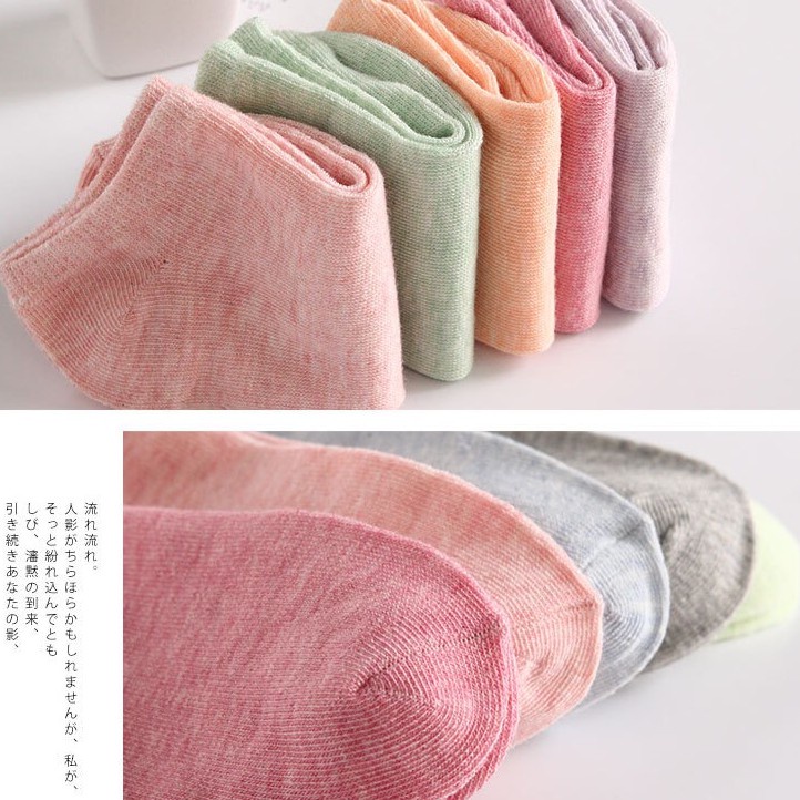 Tất Vớ Cổ Ngắn Chất Cotton Kháng Khuẩn Xuất Nhật Nhiều Màu
