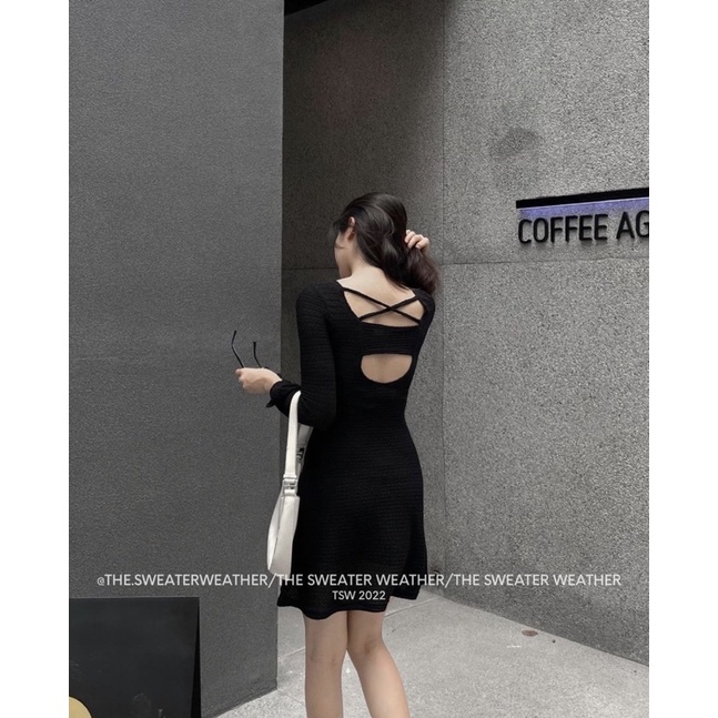 ĐẦM BODY ĐEN CUTOUT DÂY CHÉO LƯNG