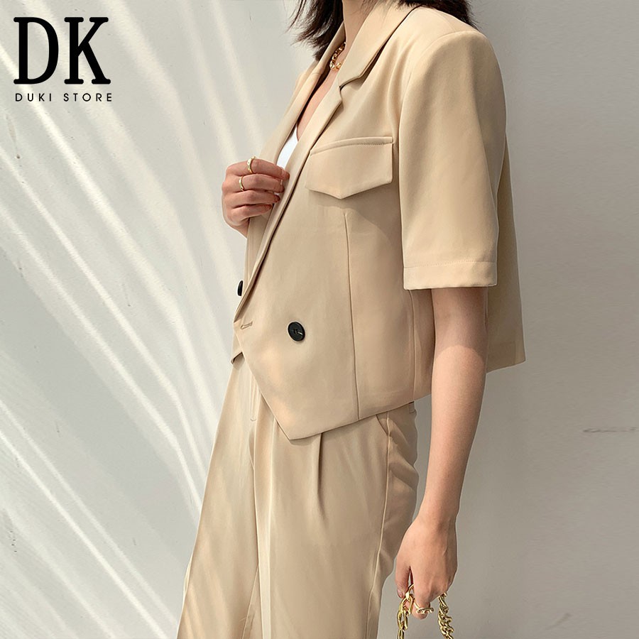 Áo khoác blazer, áo vest blazer nữ dáng lửng màu kem cực xinh BLU0022 - DUKI STORE