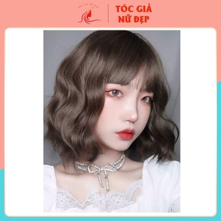 Tóc giả nữ đẹp 😋FREESHIP😋 Tóc giả nguyên đầu xù ngắn ngang vai, d3057