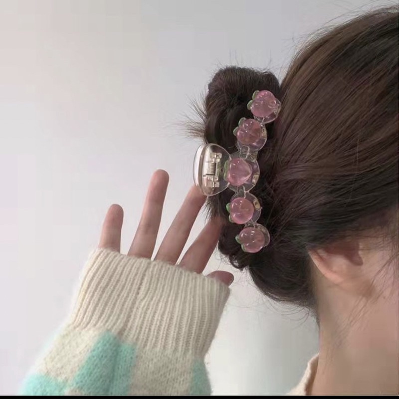 Kẹp Tóc Trong Suốt Trái Đào Ngọt Ngào Phong Cách Hàn Quốc