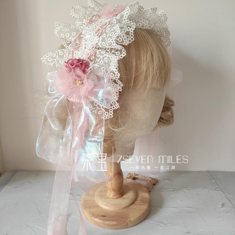 Băng đô ren thêu hoa phong cách lolita xinh xắn