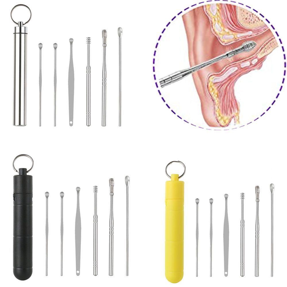 ❈Rowan❈ Set 6 Dụng Cụ Vệ Sinh Tai Bằng Thép Không Gỉ Nhiều Màu Sắc