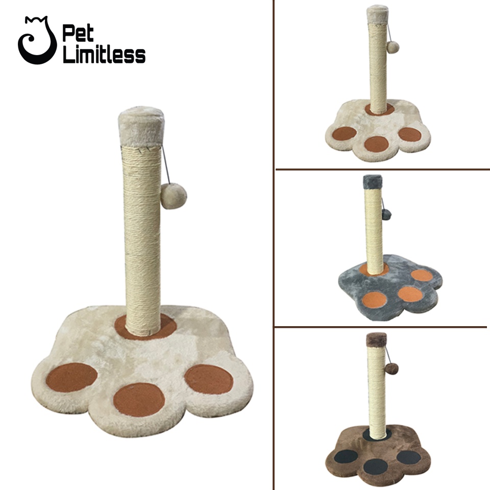 Cattree MIAO nhà cây kết hợp trụ cào móng, quả bóng đồ chơi cho mèo hình bàn chân mèo xinh xắn có 3 màu kem-nâu-xám CT44