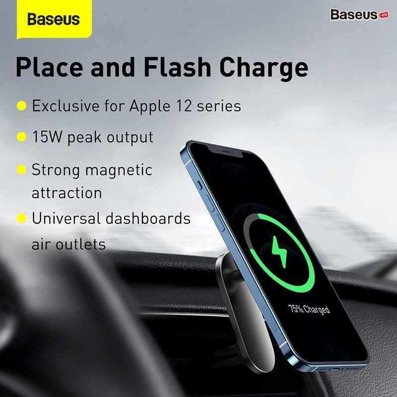 giá đỡ điện thoại tích hợp nam châm và Sạc không dây dùng trên xe ô tô Baseus Big Energy Car Mount Wireless Charger