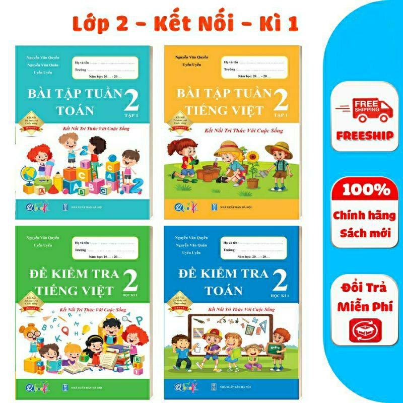 Sách - Combo Đề Kiểm Tra Và Bài Tập Tuần Toán Và Tiếng Việt Lớp 2 - Kết Nối Tri Thức Với Cuộc Sống - Học Kì 1