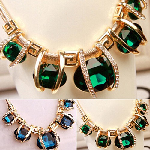 Vòng cổ bản to mặt đá thời trang cho nữ