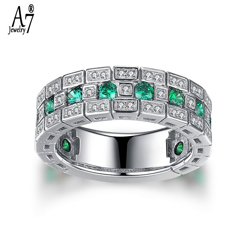 Nhẫn Đính Đá Toàn Bộ A7 Phong Cách Retro Cho Nam Nữ