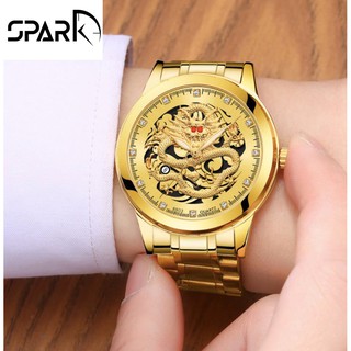 Đồng hồ nam Fngeen dây kim loại mặt rồng mắt đỏ có kèm lịch + Tặng hộp đồng hồ + Pin