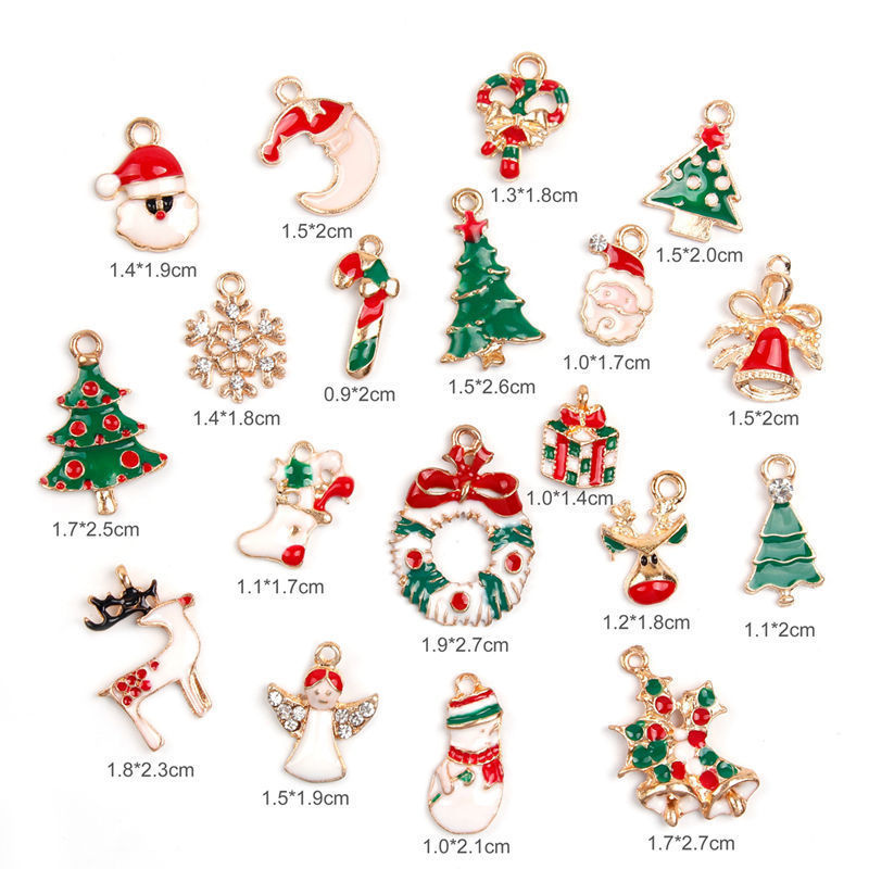 Set 19 món phụ kiện nhiều màu sắc dùng để trang trí làm vòng cổ phong cách Giáng sinh dễ thương